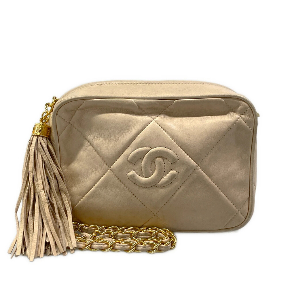 Chanel Beige Lambskin Shoulder Bag #305479C13B
